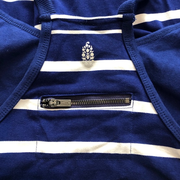 Free People Hot Shot Mini Printed Dress W/Pockets Spring Stripe Navy. NWOT! Sz M - Picture 6 of 8